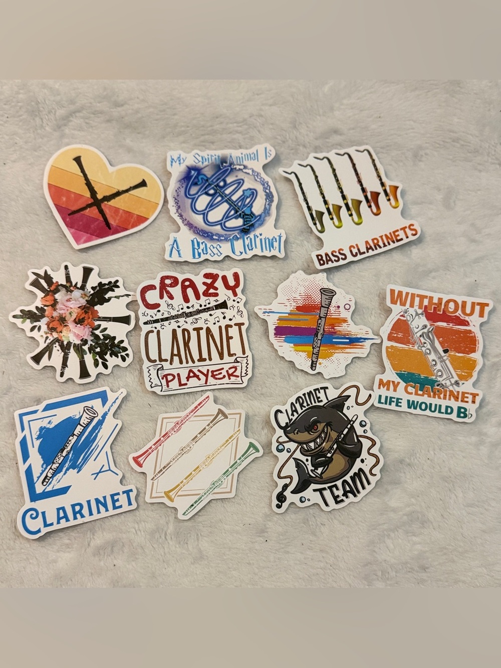 💜 CLARINET PLAYERS ROCK!!! Clarinet Pack of 10 Stickers